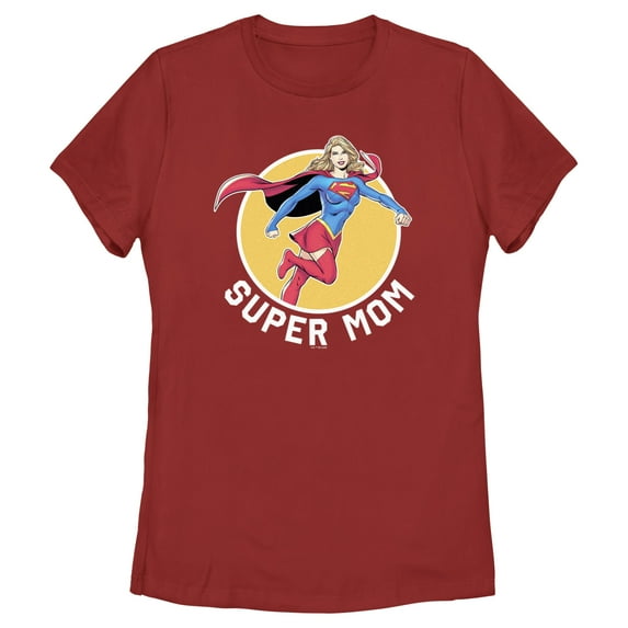 Women's Superman Supergirl Mom Graphic Tee Red Medium