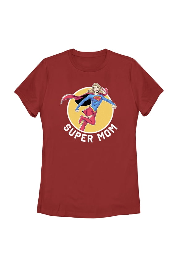 Women's Superman Supergirl Mom Graphic Tee Red X Large