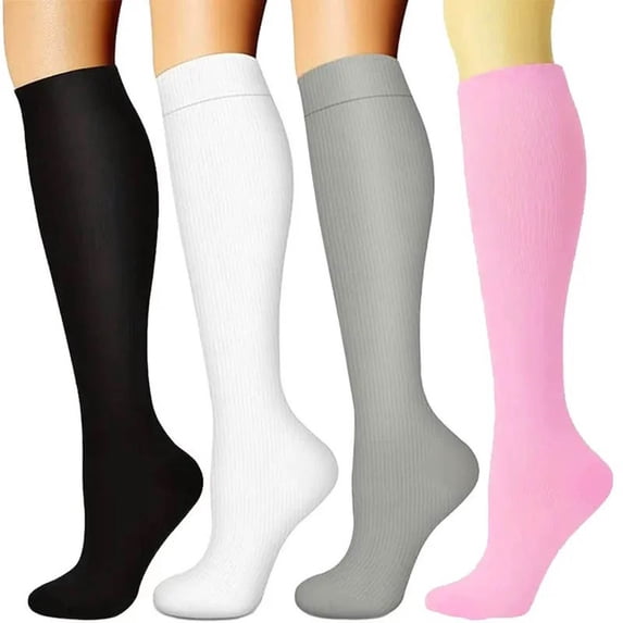 Women's Support Knee High Socks for Running Cycling Athletic Outdoor Sports Performance Active 4 Pairs