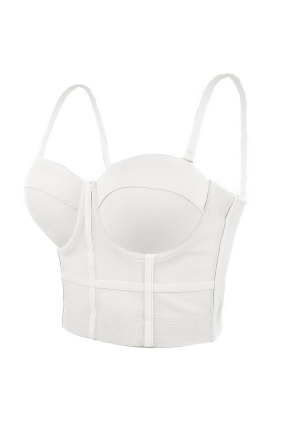 Women's Support Push Up Bra Bustier Corset Spaghetti Strap Cropped Cami Top Waist Cincher Body Shaper Shapewear