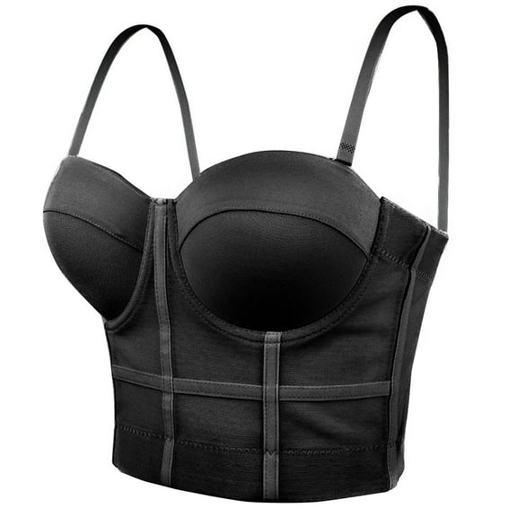 Women's Support Push Up Bra Bustier Corset Spaghetti Strap Cropped Cami Top Waist Cincher Body Shaper Shapewear