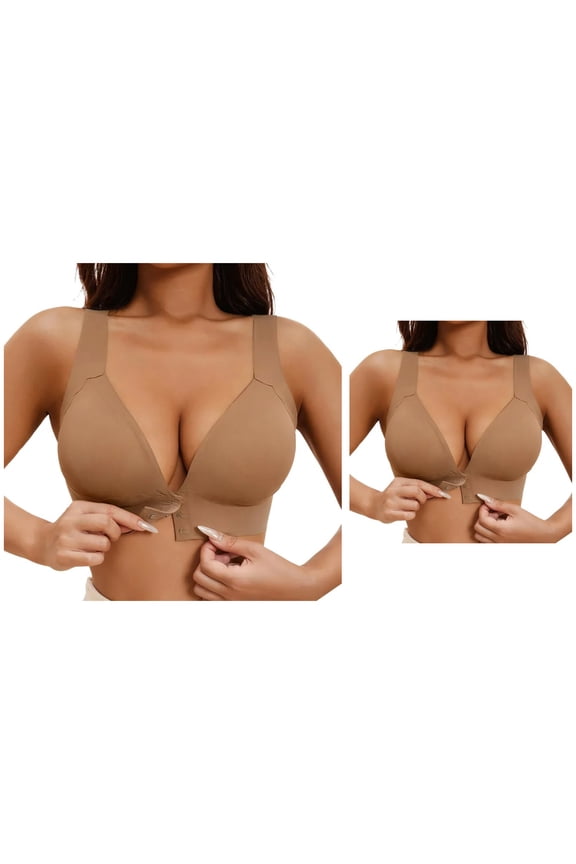 Women's Supportive Wireless Front Closure Bra with Removable Soft Padding, Sag-Resistant Design for Everyday Comfort Wear
