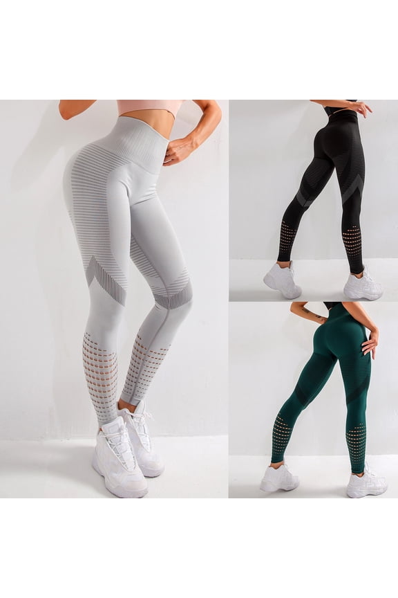 Women's Supportive Workout Leggings Stretchy High Waist Fitness Pants for Yoga Running and Training