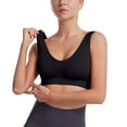 thumbnail image 1 of Women's Supportive Yoga Sports Bra with Padded O-Neck, Elastic Slim Fit Breathable Vest Top for Workout & Running,Black 38, 1 of 5