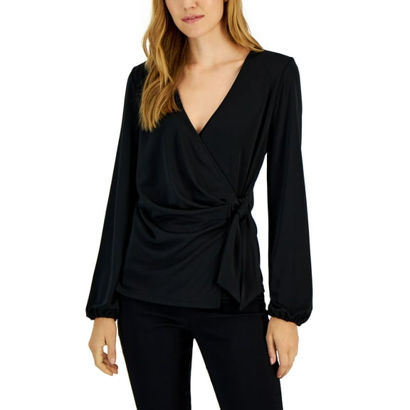 Women's Surplice Wrap Top Deep Black XL