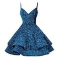 thumbnail image 1 of Women's Suspender Evening Dress Sequined Dress Solid Color Banquet Small Dress, 1 of 2