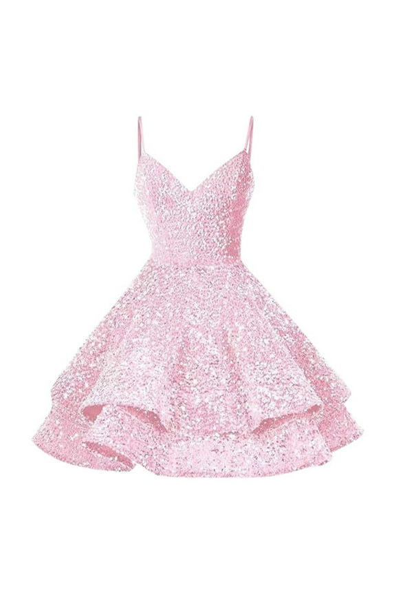 Women's Suspender Evening Dress Sequined Dress Solid Color Banquet Small Dress