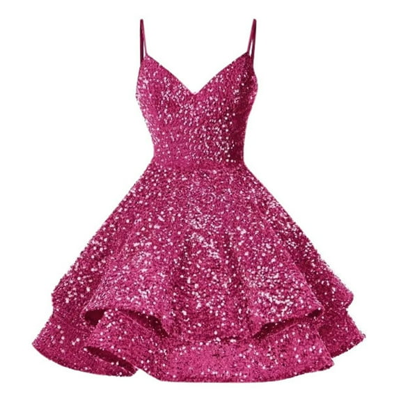 Women's Suspender Evening Dress Sequined Dress Solid Color Banquet Small Dress