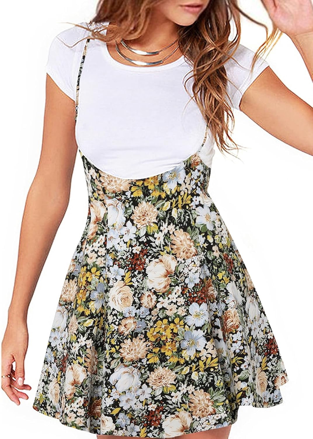 YOINS Women's Suspender Skirt – High Waist Flared Skater Skirt, 90s Retro Style