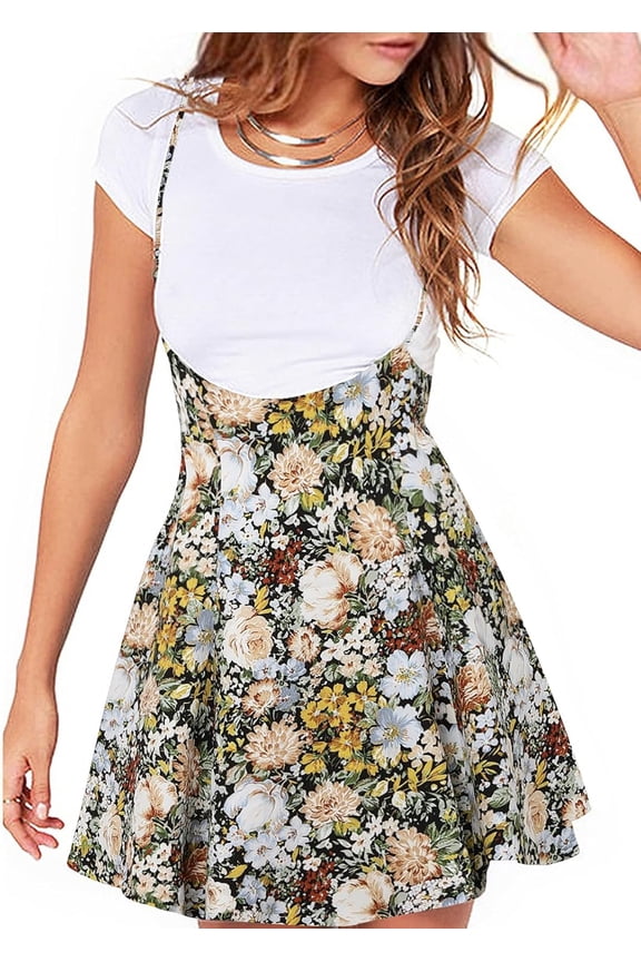 Women's Suspender Skirt Basic High Waist Versatile Flared Skater Skirt