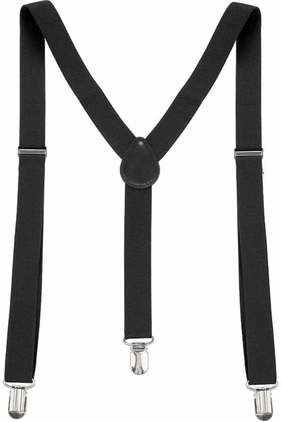 Women's Suspenders Metal Clips Adjustable Elastic Band Y Shaped Suspender BLACK