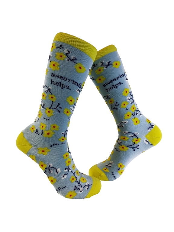Women's Swearing Helps Socks Funny Curse Word Naughty Sarcastic Flowers Footwear