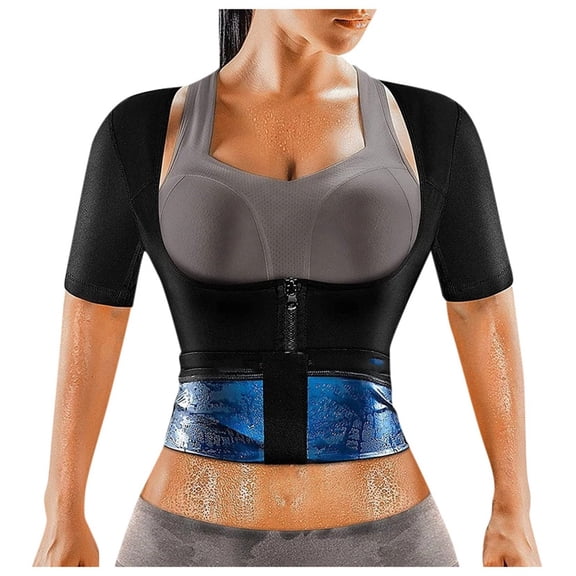 Women's Sweat Enhancing Fitness Suit Long Sleeve Workout Gear For High Intensity Training" Compression Half Vest Zipper Fall Must Haves for Women Womens Zip Vest Women Long Coat Fitted Weight Vest