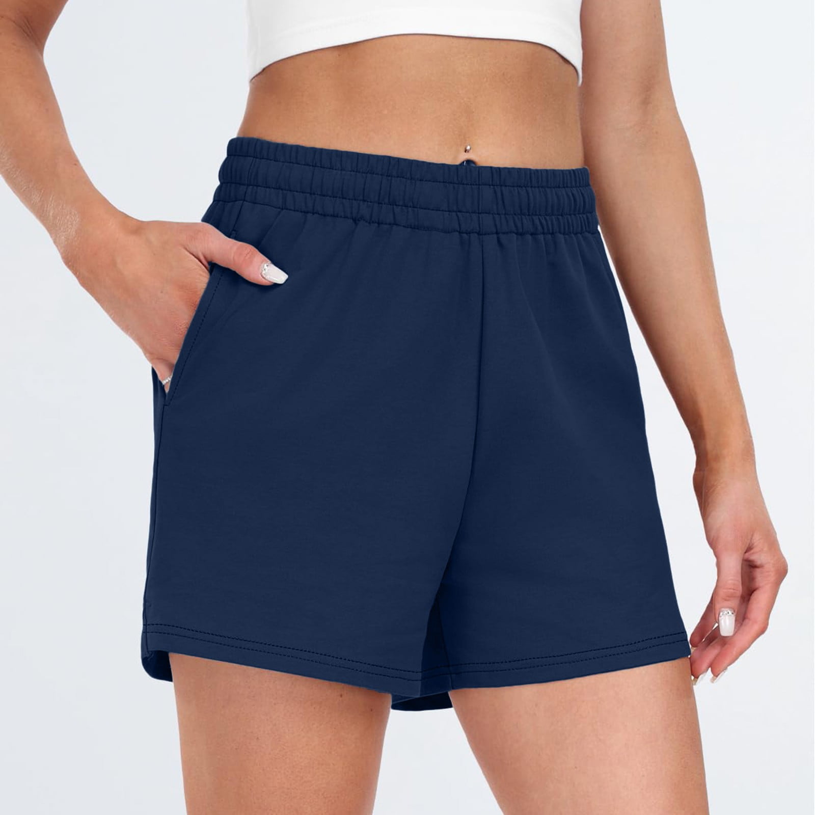 Women's Sweat Mini Shorts Elastic Waist Pull on Stretchy Baggy