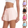 thumbnail image 1 of Women's Sweat Shorts with Liner Pockets Drawstring Quick Dry 2 in 1 Athletic Workout Flowy Sweatshorts (M, Pink), 1 of 5