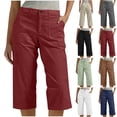 thumbnail image 1 of Women's Sweat Shorts with Pockets Solid Color Pentagonal Pants With Elastic Waist Casual Work Clothes Belt Pockets, 1 of 5