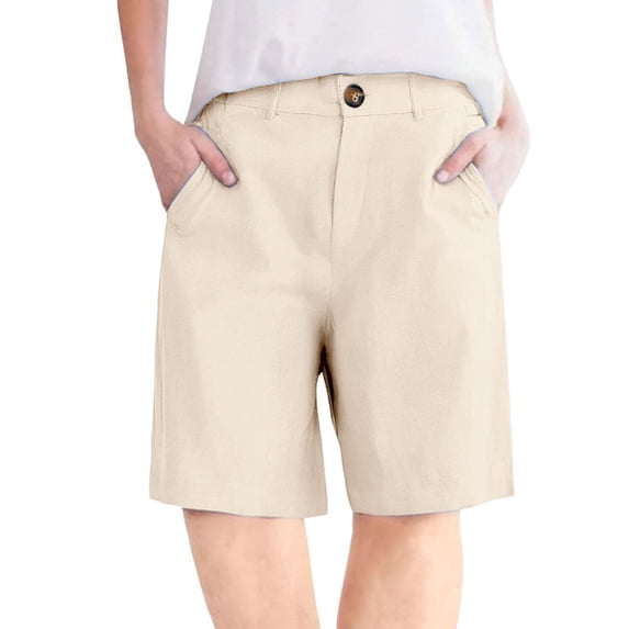 Women's Sweat Shorts with Pockets Solid Color Pockets Button Zipper Solid Color Elastic Waist Half Shorts Pants