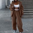 thumbnail image 1 of Women's Sweat Suits Two-Piece -Ladies Sweatsuits Sets Hooded Solid Color Cardigan Sweatshirt Leg Binding Set Two-piece Set, 1 of 6