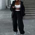 thumbnail image 1 of Women's Sweat Suits Two-Piece -Ladies Sweatsuits Sets Hooded Solid Color Cardigan Sweatshirt Leg Binding Set Two-piece Set, 1 of 6