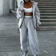 thumbnail image 1 of Women's Sweat Suits Two-Piece -Ladies Sweatsuits Sets Hooded Solid Color Cardigan Sweatshirt Leg Binding Set Two-piece Set, 1 of 6