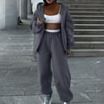 thumbnail image 1 of Women's Sweat Suits Two-Piece -Ladies Sweatsuits Sets Hooded Solid Color Cardigan Sweatshirt Leg Binding Set Two-piece Set, 1 of 6