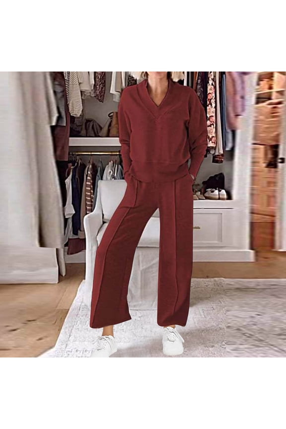 Women's Plus Size Sweat Suit and Jogger Set - Fashion Casual Lounge Wear with Elastic Comfy Two-Piece Outfit for Everyday Wear