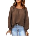 thumbnail image 1 of Women's Sweater 2023 Fall Solid Color Neck Pullover Bottoming Loose Knit Sweater Top Blouse, 1 of 7