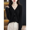 thumbnail image 1 of Women‘s Sweater 2024 Spring Autumn Cardigans V-neck Single Breasted Short Slim Lady Knitwear Tops Solid Korean Fashion Cardigan, 1 of 7