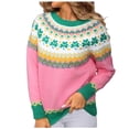 thumbnail image 1 of Women's Sweater Blend Knit Long Sleeve Round Neck Casual Pullover Top Pink S, 1 of 9