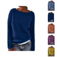 thumbnail image 1 of Women’s Sweater, Boat Neck Lightweight Pullover Knit Top, Retro Long Sleeve Fall Winter Fashion Clothing, 1 of 1
