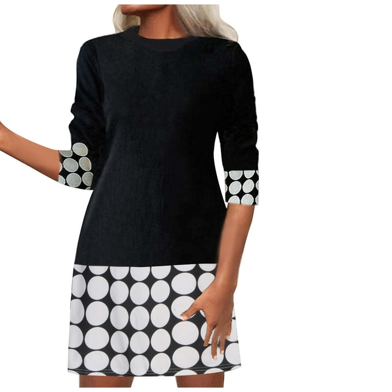 Dots Round Neck Long Sleeve Slim Bodycon Dress Dots Round Neck Long Sleeve Slim Bodycon Dress