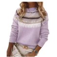 thumbnail image 1 of Women's Sweater Casual Vintage Crew Neck Knitted Sweater Cute Graphic Fall Fashion Pullover Jumper Tops, 2XL, 1 of 7