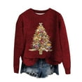 thumbnail image 1 of Women's Sweater Christmas Tree Long Sleeve Crewneck Knitted Oversize Loose Fit Fall Knitwear, 1 of 2