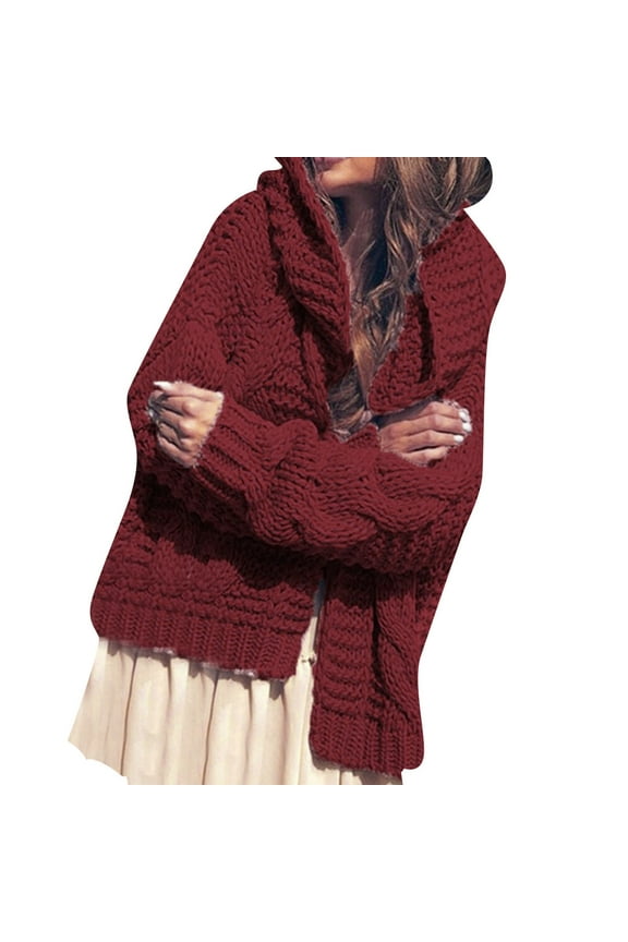 Women's Sweater Coat Autumn Winter Heavy Knit Thickened Fashion Loose Cardigan Outerwear Warm Comfortable Stylish Casual