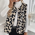 thumbnail image 1 of Women's Sweater Coat Casual Women's Leopard Print Faux Button Up Vest Trendy Sleeveless Outerwear For Fall Winter Beige M, 1 of 6