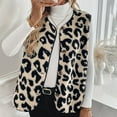 thumbnail image 1 of Women's Sweater Coat Loose Fit Women's Leopard Print Button Up Vest Trendy Sleeveless Outerwear For Fall Winter Beige L, 1 of 6