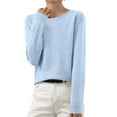 thumbnail image 1 of Women's Sweater Crewneck Long Sleeve Pullover Tops Knit Loose Thin Fall Winter Sweater Blouse 2025 Sky Blue XL, 1 of 4