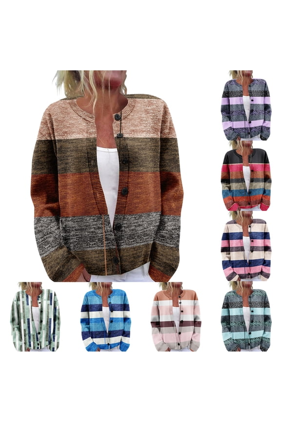 Women's Sweater Cute Fun Printing Sweater Fall And Winter Long Sleeve Knitted Sweater for Fall Winter Geometric Patterns,Blue,L