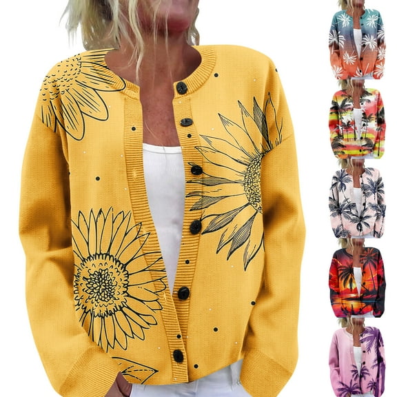 Women's Sweater Cute Fun Printing Sweater Fall And Winter Long Sleeve Knitted Sweater for Fall Winter Retro Designs,Light pink,L