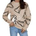 thumbnail image 1 of Women's Sweater Dinosaur Print Knit Oversized y2k Cute Graphic Long Sleeve Crew Neck Knitted Trendy Clothes 2025, 1 of 1
