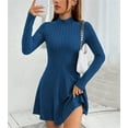 thumbnail image 1 of Women's Sweater Dress 2025 Fall Lightweight Long Sleeve Mock Neck A Line Fit and Flare  Knit Short Dresses, 1 of 7