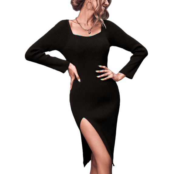 Women's Sweater Dress Knit Dress Bodycon, Black