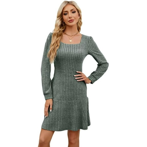 Women's Sweater Dress Long Sleeve Knit Dress Solid Cocktail Dress Bodycon Outfit Plus Size