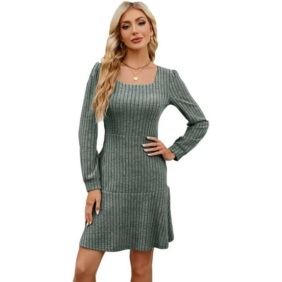 Women's Sweater Dress Long Sleeve Knit Dress Solid Cocktail Dress Bodycon Outfit Plus Size