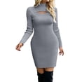 thumbnail image 1 of Women's Sweater Dress Slim Solid Color Long Sleeve Skirt for Style and Comfort Women Fall Fashion, 1 of 8