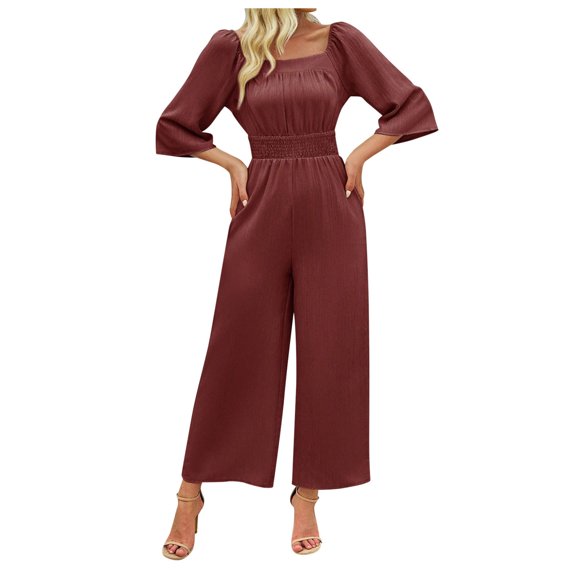 Women's Sweater Dress with Half Sleeves High Waisted Design Elastic Wide Leg Style for Comfortable Fit Women Fall Fashion