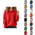 thumbnail image 1 of Women's Sweater Hoodie 2025 Fall Winter Long Sleeve Casual Plain Knit Hooded Sweatshirt Pullover Top, 1 of 4