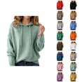 thumbnail image 1 of Women's Sweater Hoodie 2025 Fall Winter Long Sleeve Trendy Solid Color Knit Hooded Sweatshirt Pullover Top, 1 of 4