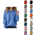 thumbnail image 1 of Women's Sweater Hoodie 2025 Fall Winter Long Sleeve Trendy Solid Color Knit Hooded Sweatshirt Pullover Top, 1 of 4
