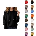 thumbnail image 1 of Women's Sweater Hoodie 2025 Fall Winter Long Sleeve Trendy Solid Color Knit Hooded Sweatshirt Pullover Top, 1 of 4